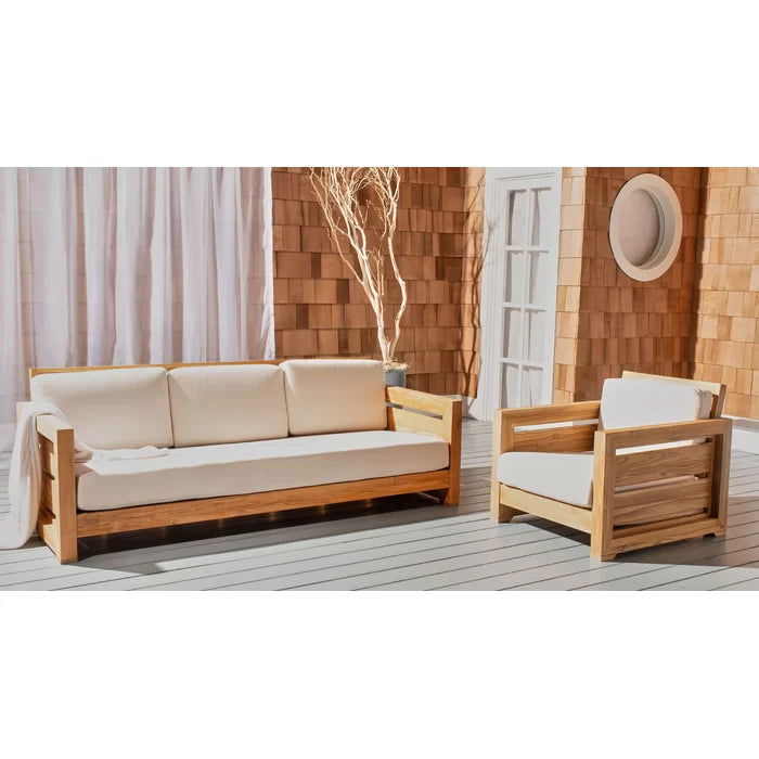 Solid Sheesham Wood Wide Outdoor Teak Patio Sofa - Furnishiaa -  -